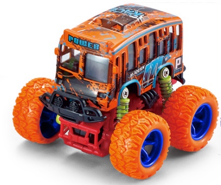 One Q-version alloy inertial four-wheel drive off-road large wheel with spring shock absorption graffiti (single-decker) bus in two mixed colors Application Scenario