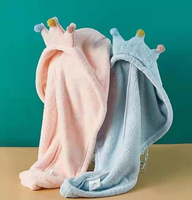 Korean-style coral fleece dry hair hat, long hat, absorbent bag, headscarf, shower cap, crown style, the same as the popular online style details Picture