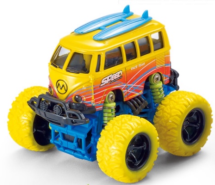 One Q-version alloy inertial four-wheel drive off-road large wheel with spring shock absorption graffiti (school bus) bus in two mixed colors Application Scenario