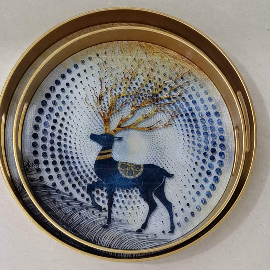 Fortune deer Plexiglass mirror tray modern simple porch decoration home tray