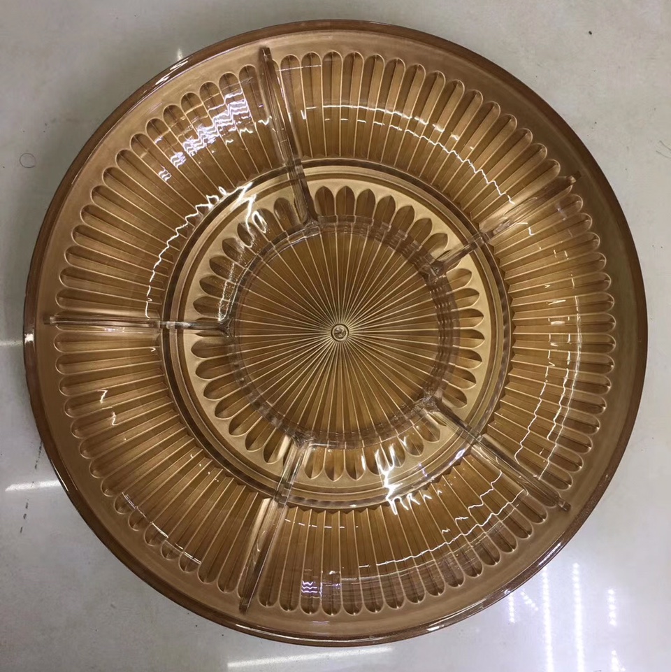 明军工艺7259金色水果盘客厅茶几创意家用现代简约瓜子盘高脚塑料果盘KTV亚克力盆明军工艺017