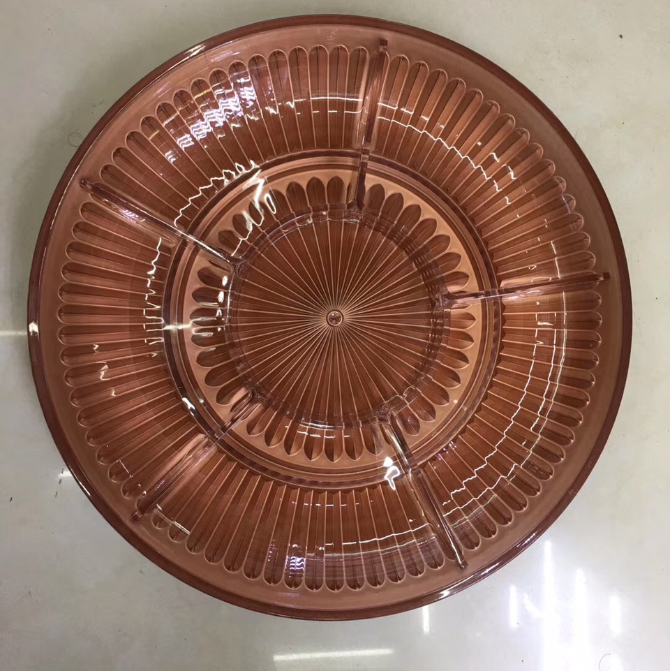 明军工艺7259古红铜水果盘客厅茶几创意家用现代简约瓜子盘高脚塑料果盘KTV亚克力盆明军工艺016