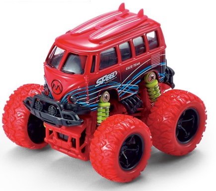 One Q-version alloy inertial four-wheel drive off-road large wheel with spring shock absorption graffiti (school bus) bus in two mixed colors Item Picture