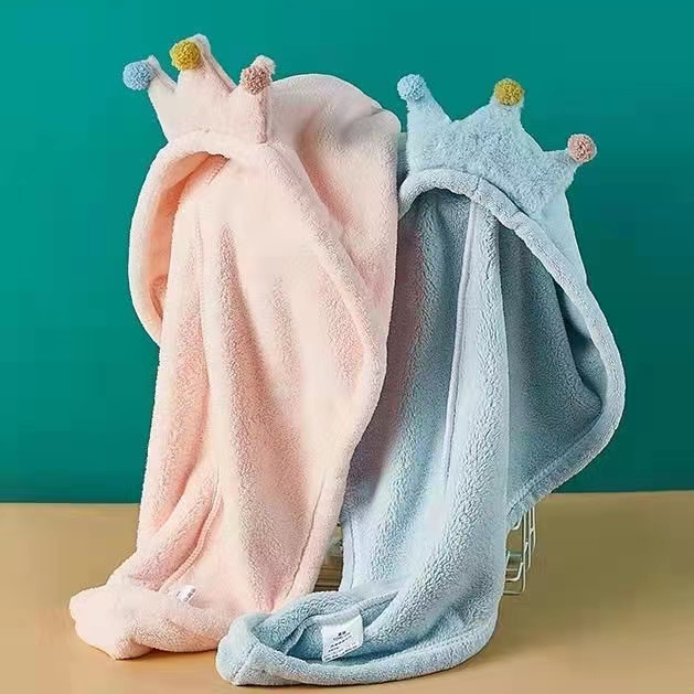 Korean-style coral fleece dry hair hat, long hat, absorbent bag, headscarf, shower cap, crown style, the same as the popular online style