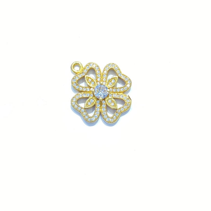 Aotong jewelry accessories MC06936 micro inset cast copper four-leaf clover
