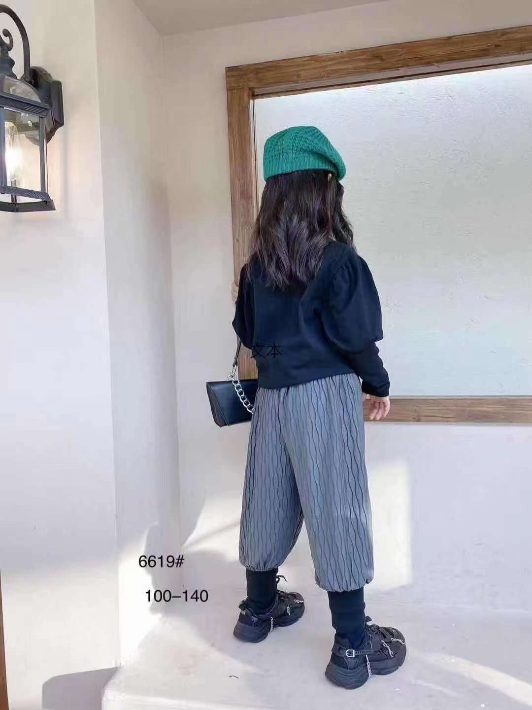 Pantalones casuales de rayas para niños primavera/otoño nuevo estilo coreano pantalón de punto para niñas bebé details Picture
