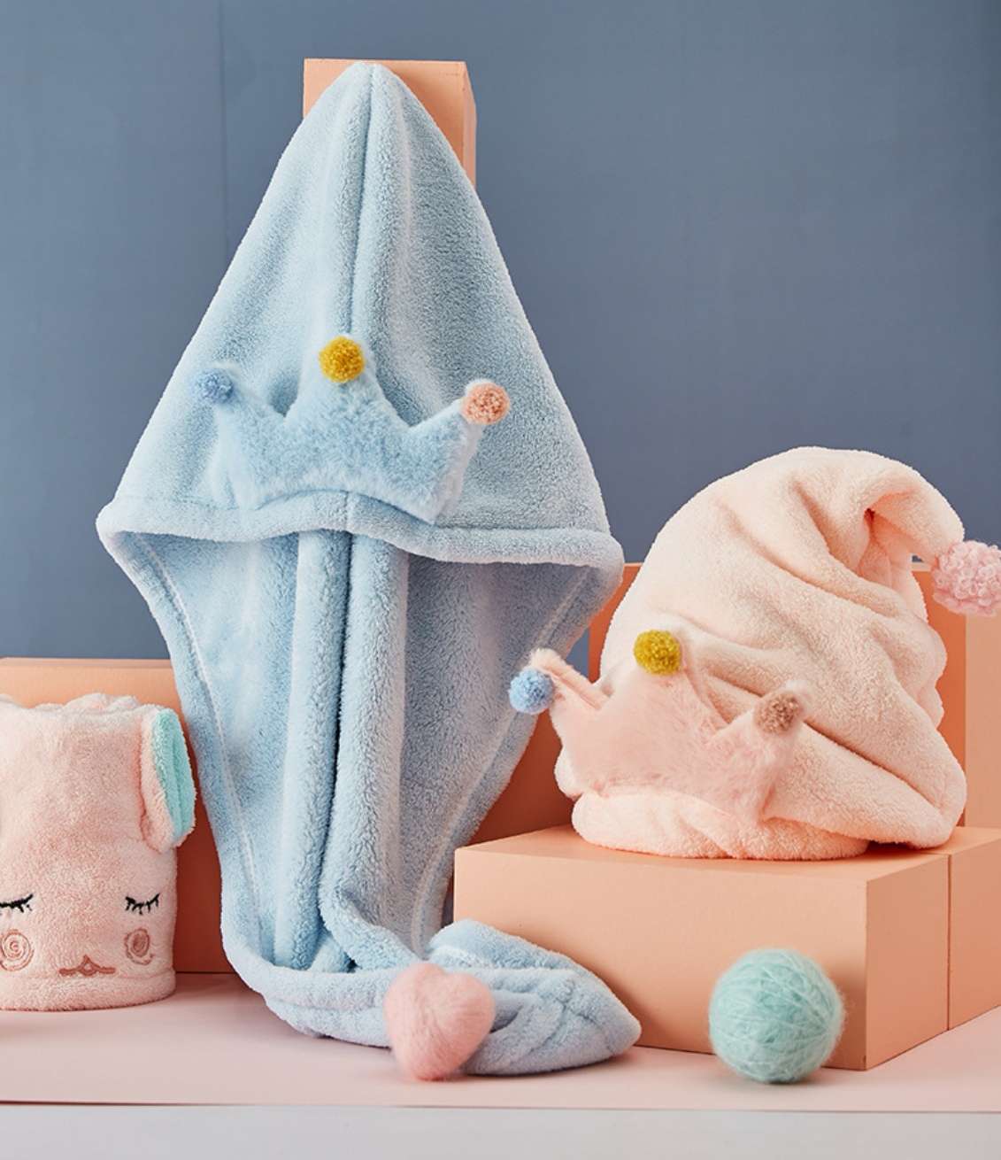 Korean-style coral fleece dry hair hat, long hat, absorbent bag, headscarf, shower cap, crown style, the same as the popular online style Specification image