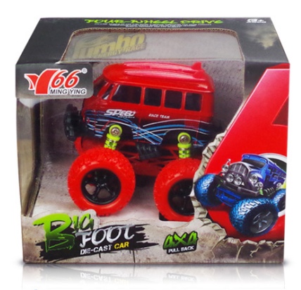 One Q-version alloy inertial four-wheel drive off-road large wheel with spring shock absorption graffiti (school bus) bus in two mixed colors Specification image