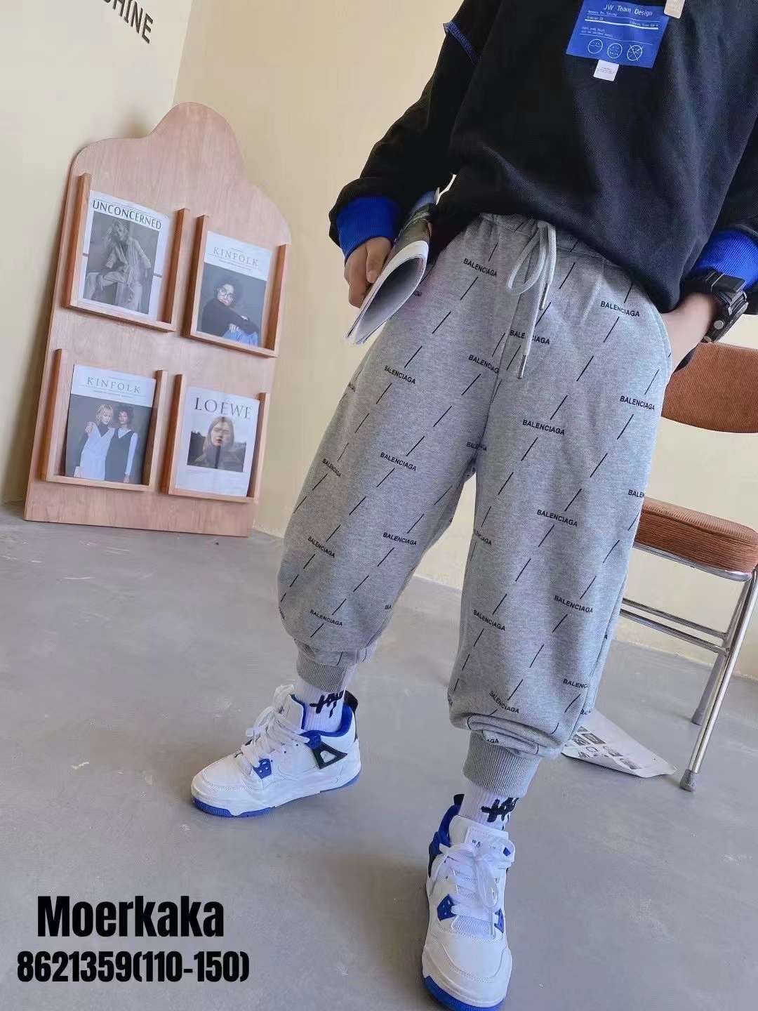 The new autumn collection of children's pants from Zhongda Tong, featuring stylish checked casual pants and grey long pants Specification image