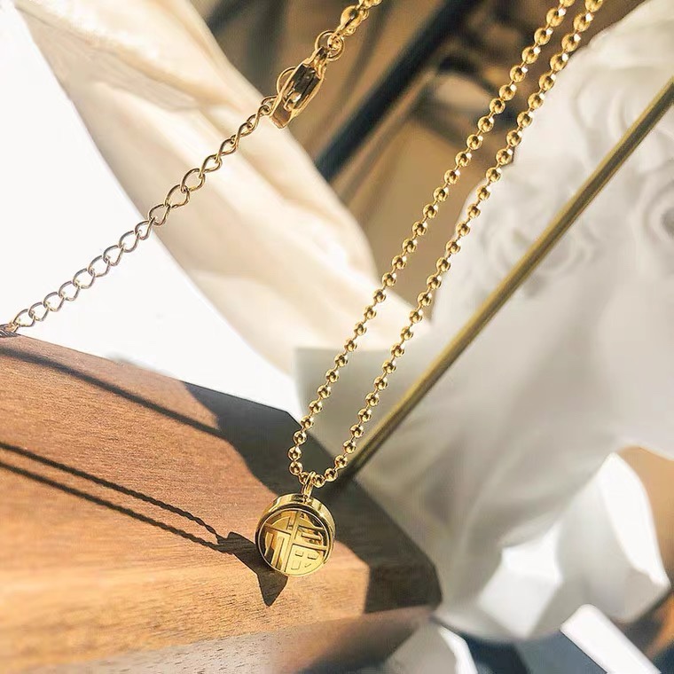 小圆豆项链女包K金色简约气质时尚韩版锁骨链福喜链琳琅