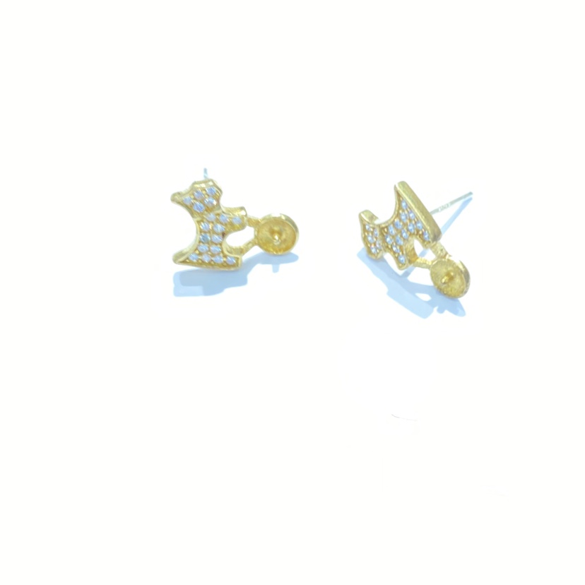 Aotong accessories MC06993 micro cast bronze Zodiac dog earrings silver needle