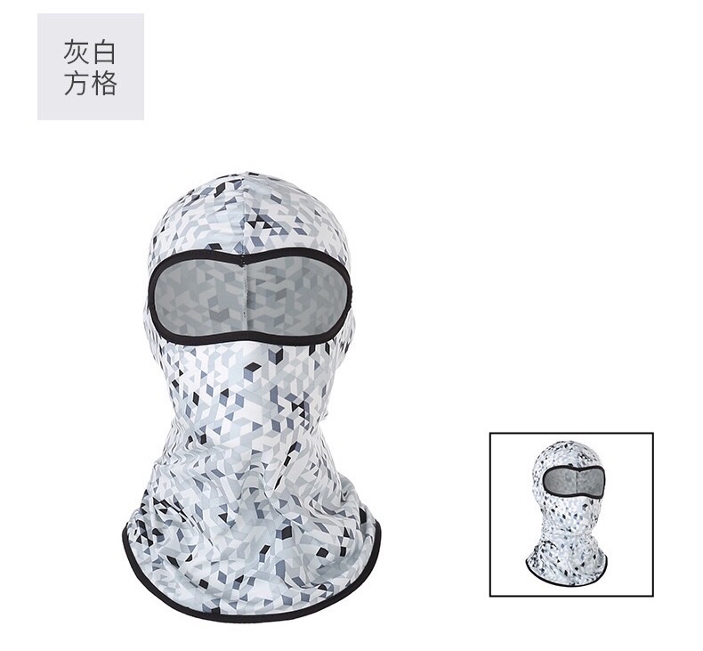 Cross-border CS mask headgear, ice silk cycling outdoor bicycle motorcycle inner liner camouflage sun protection headgear, gray and white checkered, civilian, civilian, civilian details Picture
