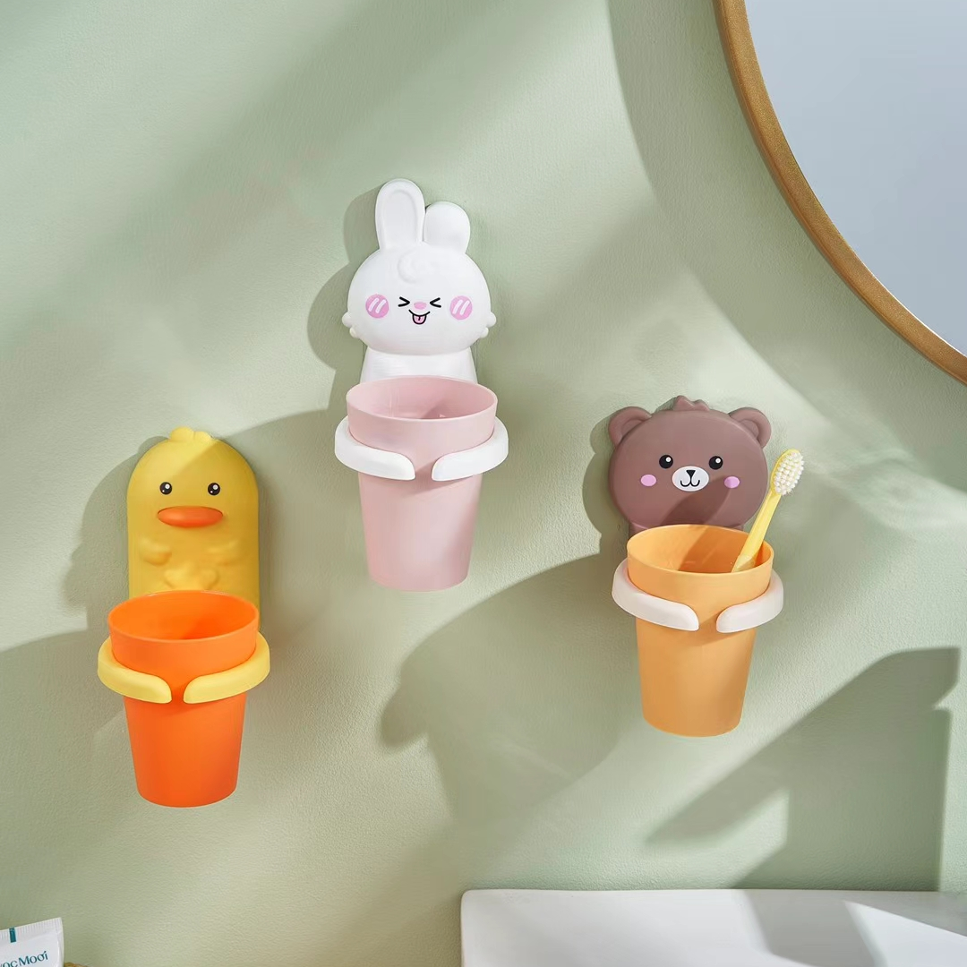 货号：6577  兔子壁挂牙刷置物架 
货号：6578 小熊壁挂牙刷置物架
🐻🐰卡通壁挂洗漱，无损免打孔，强力粘贴