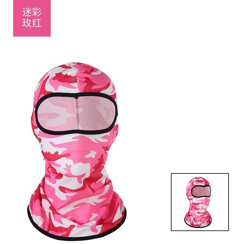 Cross-border CS mask headgear, ice silk cycling outdoor bicycle motorcycle inner liner camouflage sun protection headgear, rose red for civilian use, civilian use, civilian use