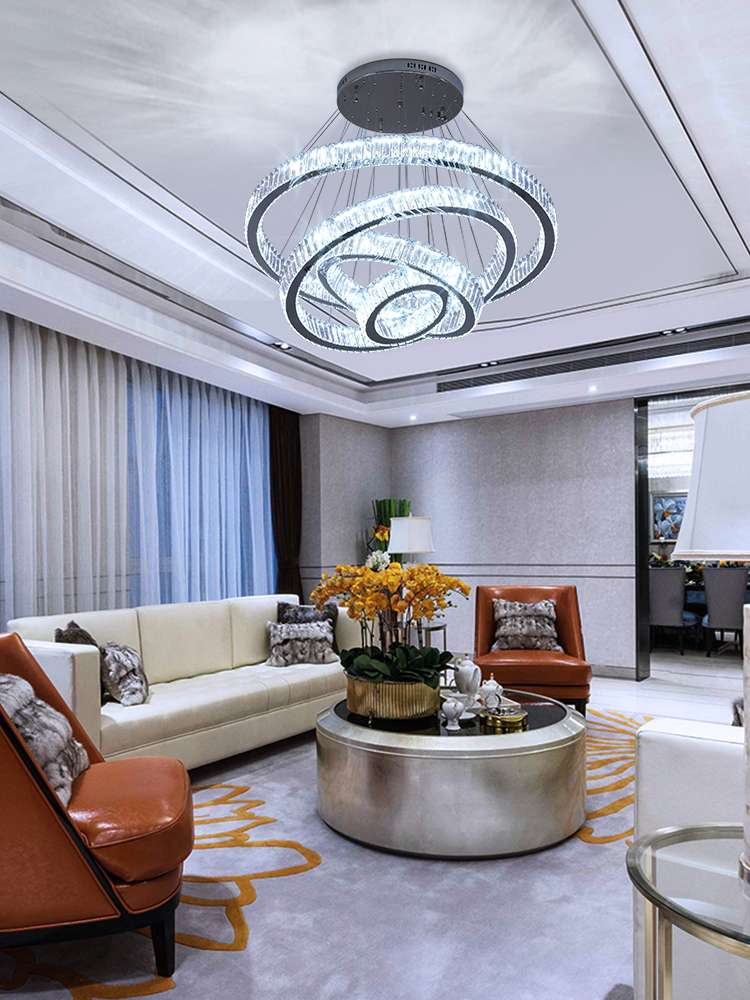 Modern and simple four-layer circular creative and personalized led crystal chandelier for the living room and dining room details Picture