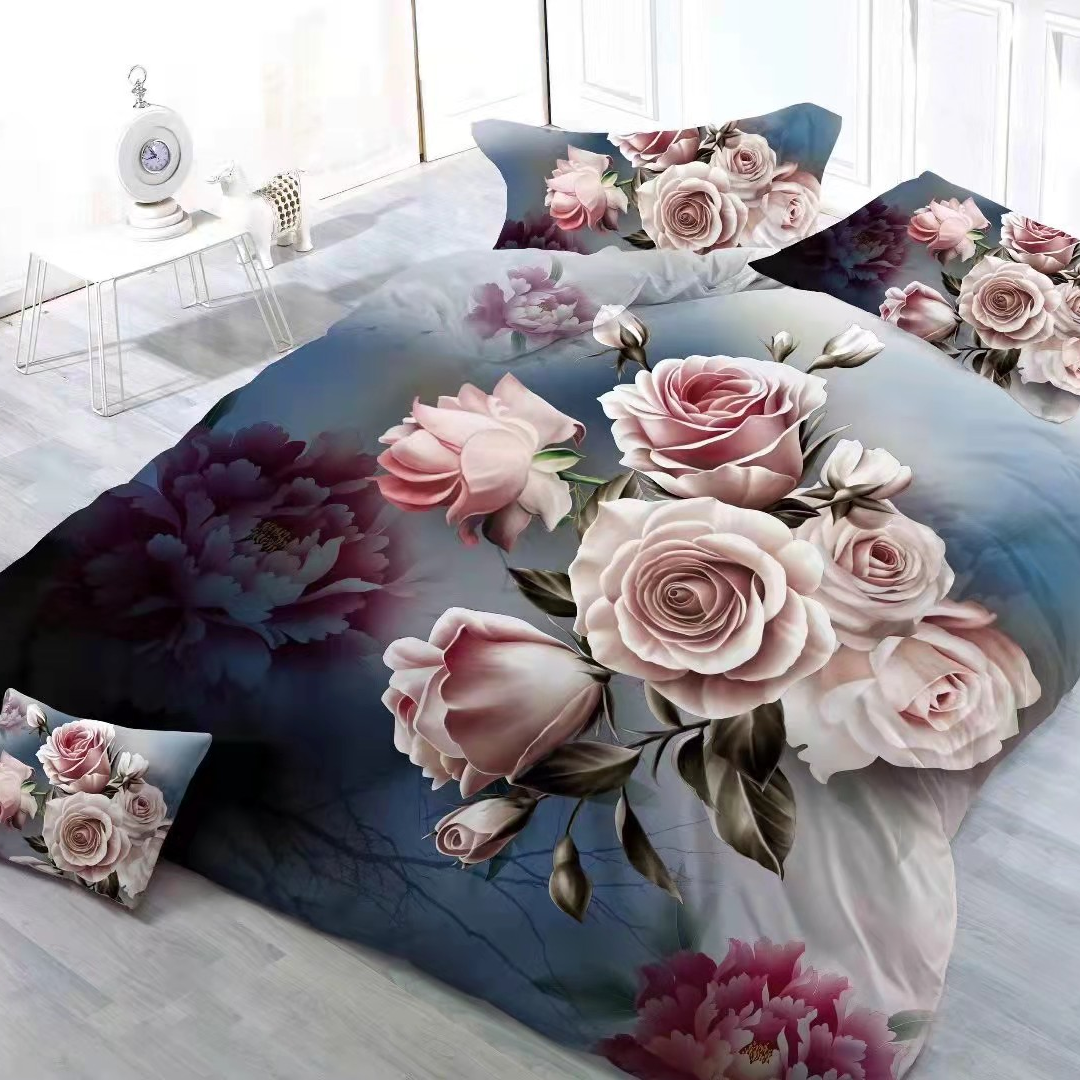 47 Factory direct factory Direct source goods customized export South America Africa Southeast Asia Europe bed bed sheets bed cover pillowcase three sets four sets six sets of 3D ground cloth twill fabric factory straight