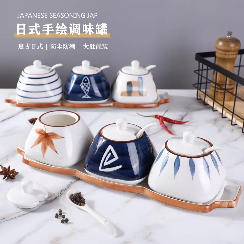Japanese Hand-Painted Seasoning Jar Item Picture