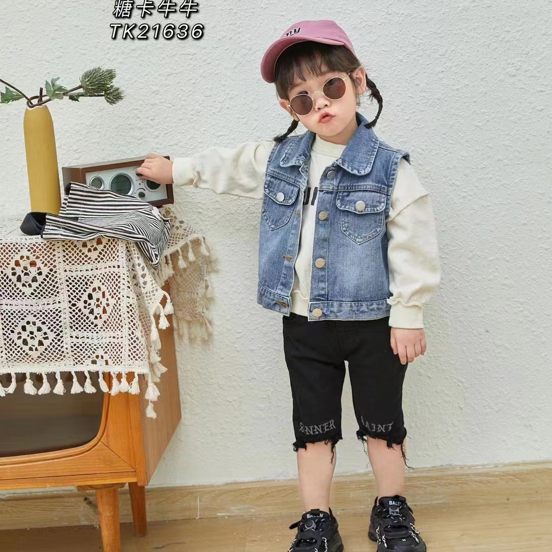 New autumn baby denim vest, Korean version for small and medium-sized children