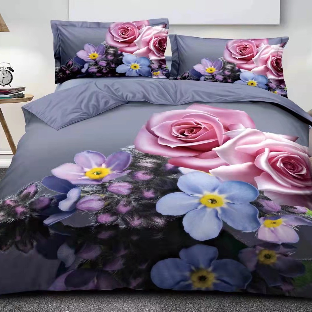 186 Factory direct factory Direct source goods customized export South America Africa Southeast Asia Europe bed sheets bed cover pillowcase three sets four sets six sets of 3D ground cloth twill fabric factory