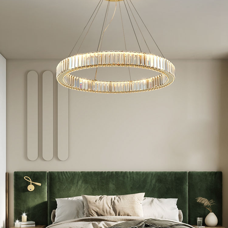Chandelier, light luxury crystal chandelier, simple, modern and elegant led bedroom dining room, 2021 new style, single-layer 60
