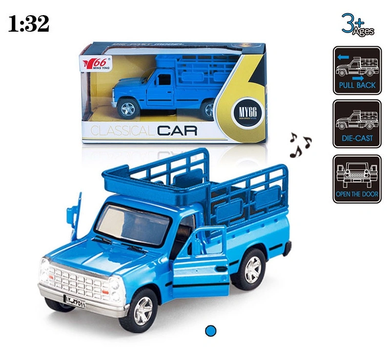 1:32 Pickup truck with a bucket (Iran) two-door alloy rebound with lights and music in one color detail image 1