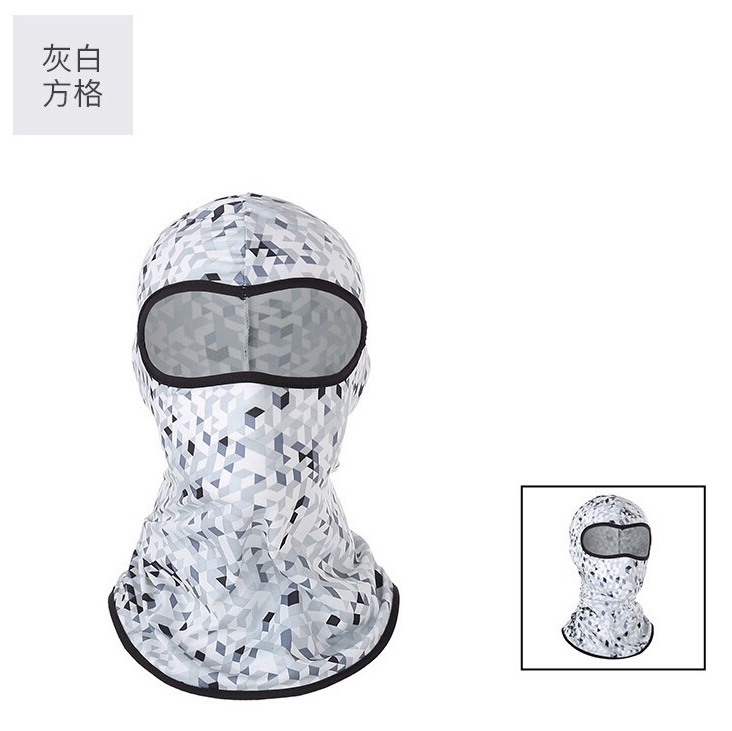 跨境CS蒙面头套冰丝骑行户外自行车摩托车内胆迷彩防晒头套灰白方格民用民用民用民用