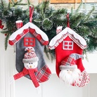新款中号圣诞袜 圣诞节房子屋顶造型圣诞袜圣诞装饰品挂件礼物袋