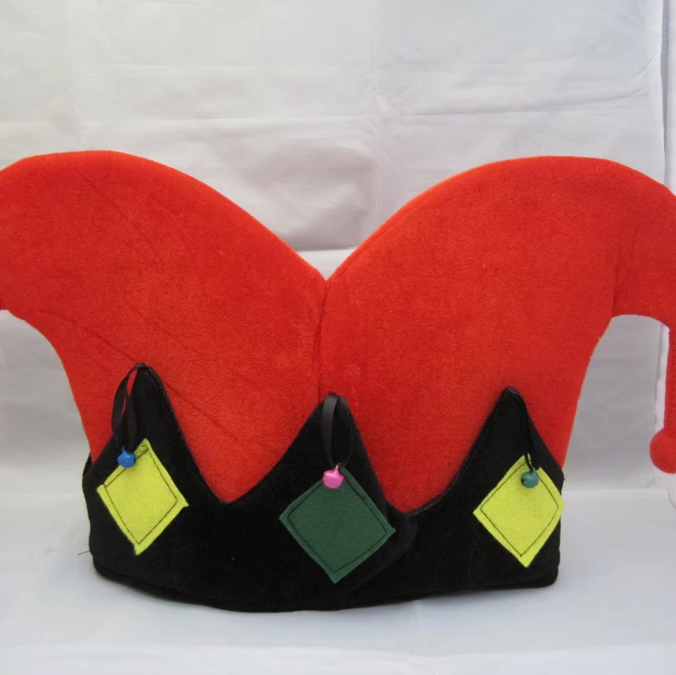 Halloween costume party costumes, stage performance props, big red double-horned clown hats, clown costumes factory direct sales