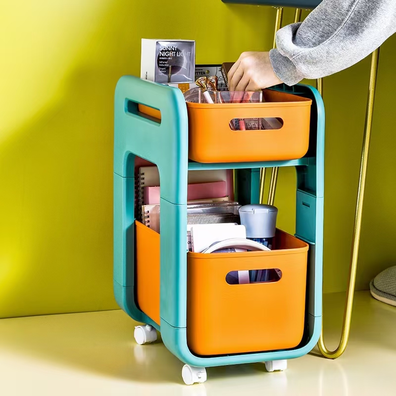 Multifunctional Wheeled Shelving Plastic Storage Box Household Storage Box 342525 Specification drawing