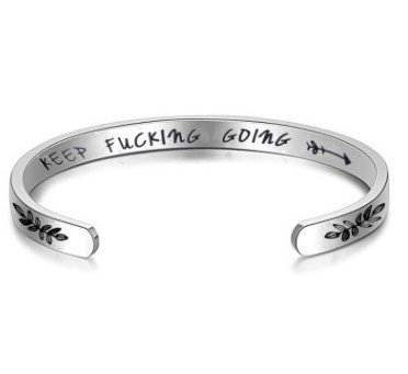 Simple high-end stainless steel bracelet, C-shaped inspiring engraved creative and funny bracelet detail image 4