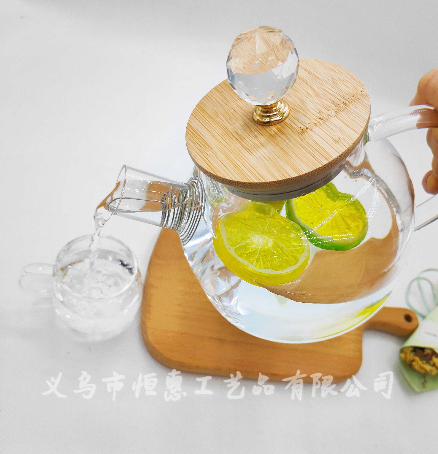 Heat-resistant glass teapot, large-mouthed bamboo lid teapot, thickened brewing teapot, flower and plant teapot, large-capacity cold water kettle, boiling teapot details Picture
