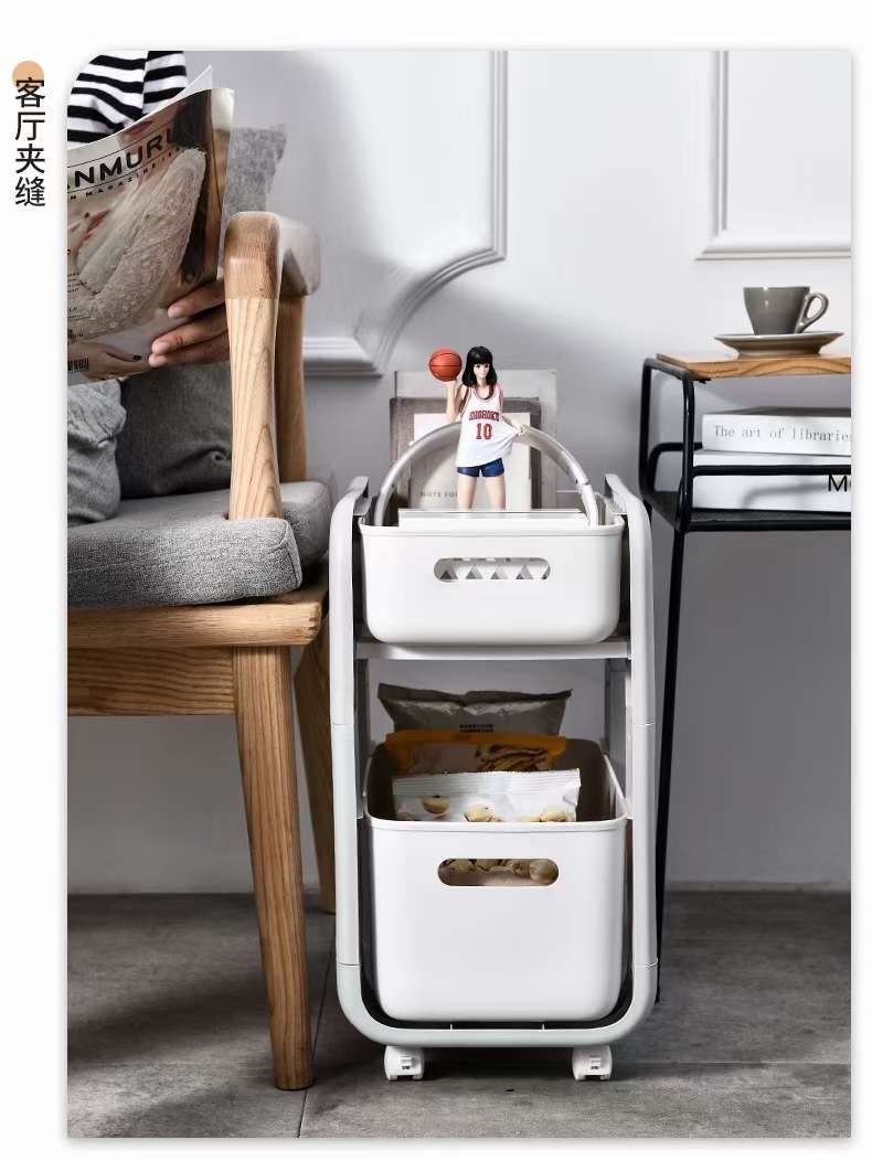 Multifunctional Storage Rack Gray White Specification drawing