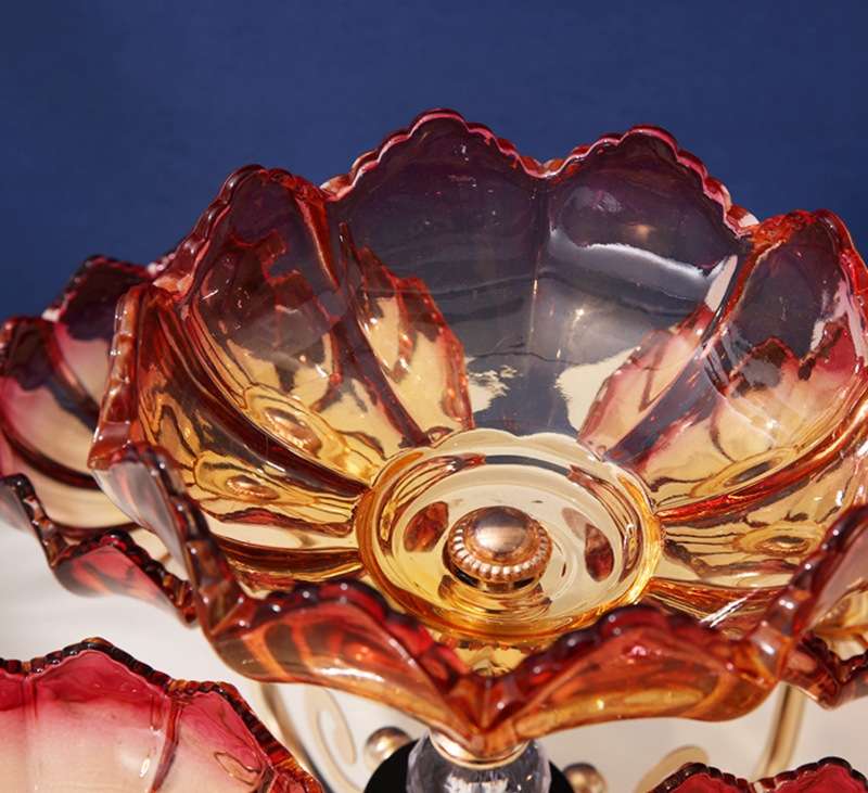 Nordic crystal glass fruit, a popular home living room coffee table with a creative and light luxury feel, multi-layered high-legged fruit and candy plates Item Picture
