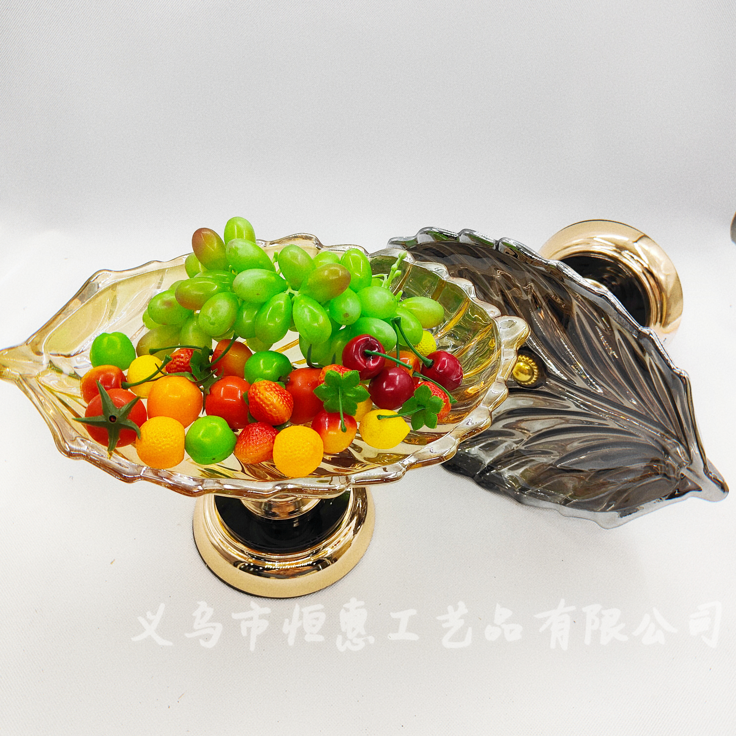 Hotel KTV glass feather fruit box, colorful fruit plate, European-style home decoration, fruit plate, dazzling snack plate
