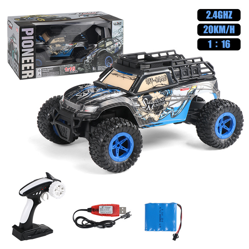 1：16跨境高速越野车遥控车大脚攀爬全比例RcCar模型PVC玩具批发白底实物图