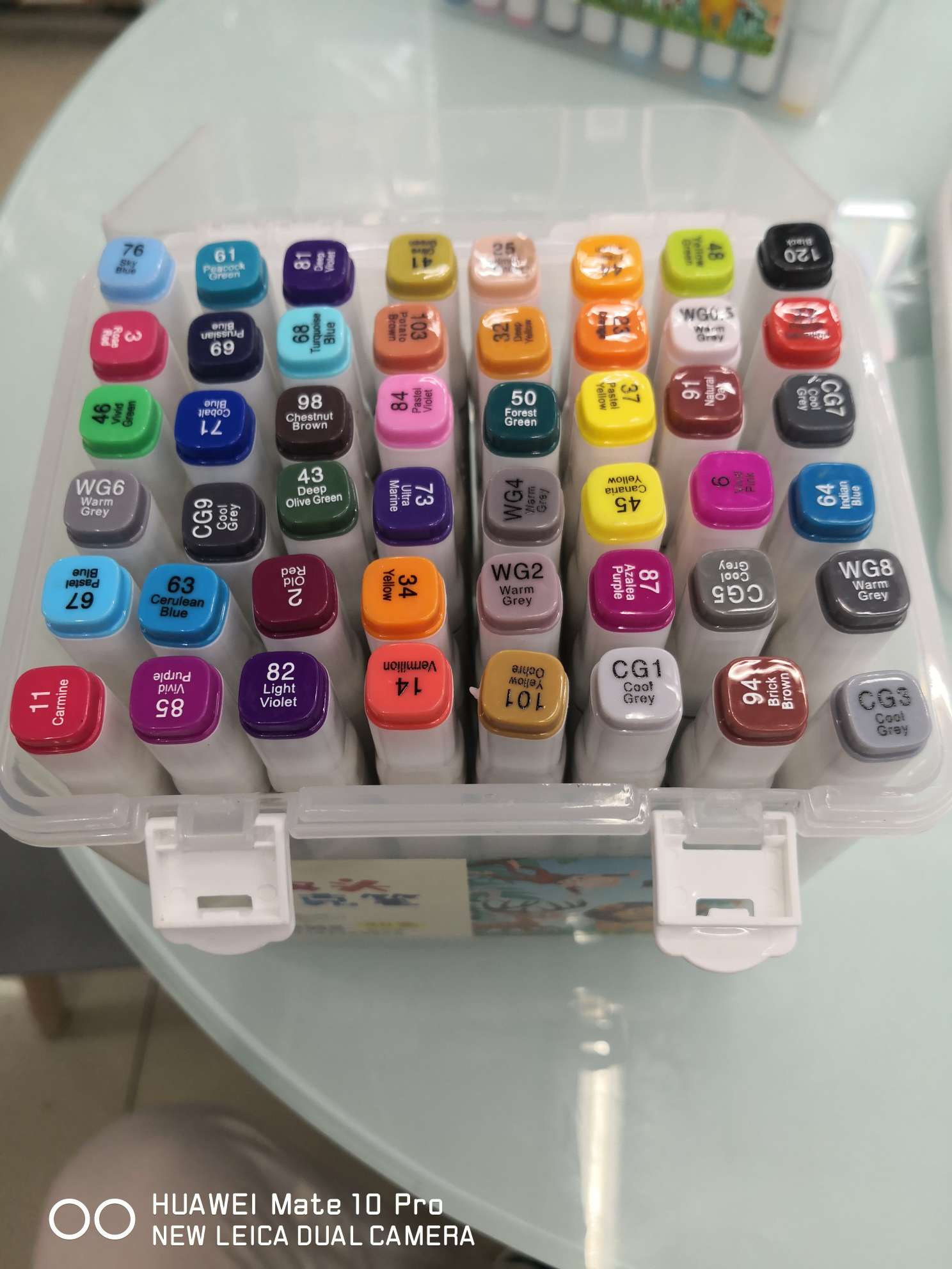 Yiwu City Ningbo Boyang Juhua Stationery Store 48-color white pen barrel double-headed marker pen, plastic box packaging Item Picture