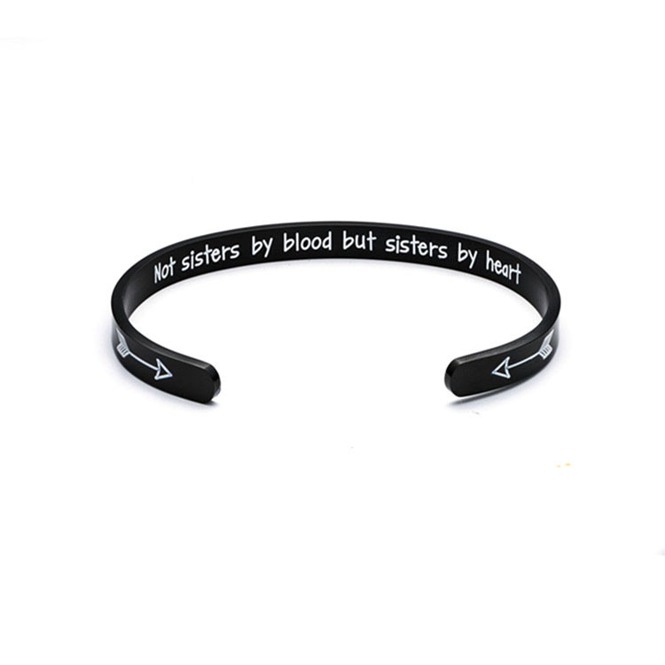 Simple high-end stainless steel bracelet, C-shaped inspiring engraved creative and funny bracelet detail image 3