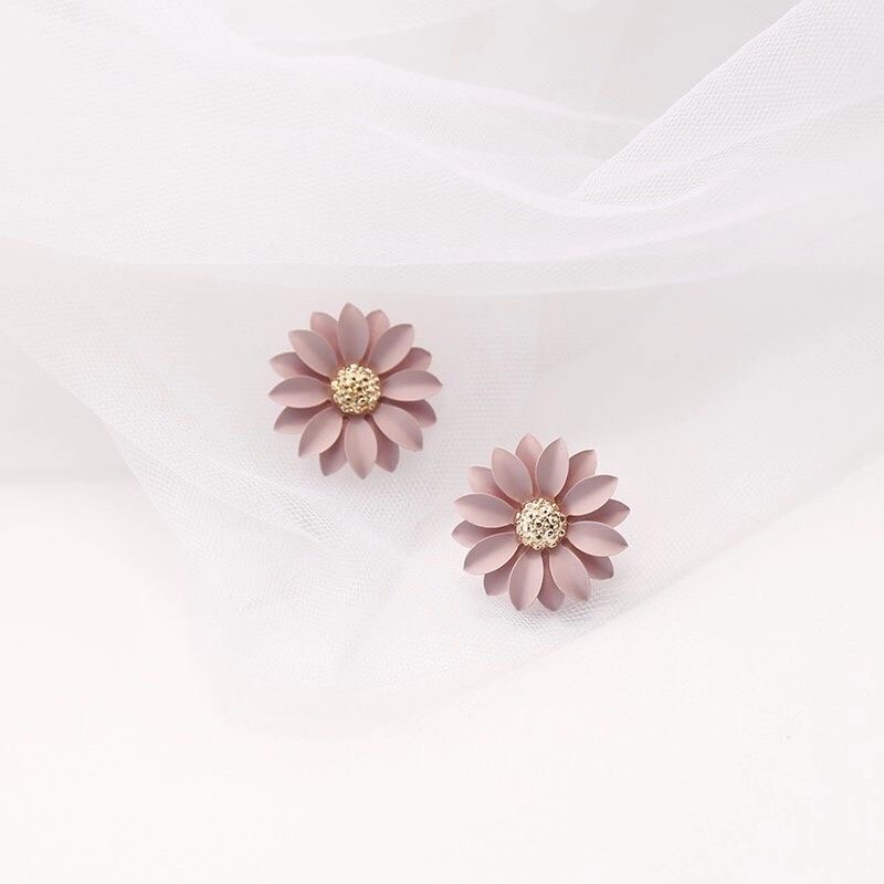 Mori Hyuna Style candy-colored Daisy Flower Stud Earrings Colorful Fresh Petal Earring clips thumbnail