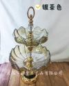 European-style light luxury crystal glass fruit plate, multi-layered popular living room coffee table, double-layered compartments for snacks and candies Specification image