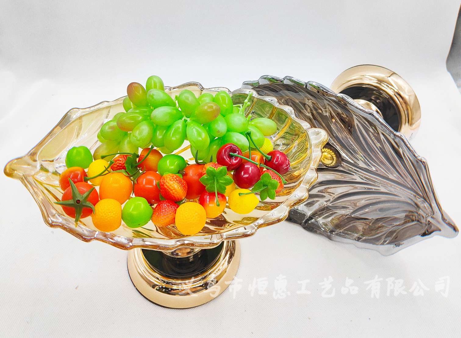 Hotel KTV glass feather fruit box, colorful fruit plate, European-style home decoration, fruit plate, dazzling snack plate detail image 1
