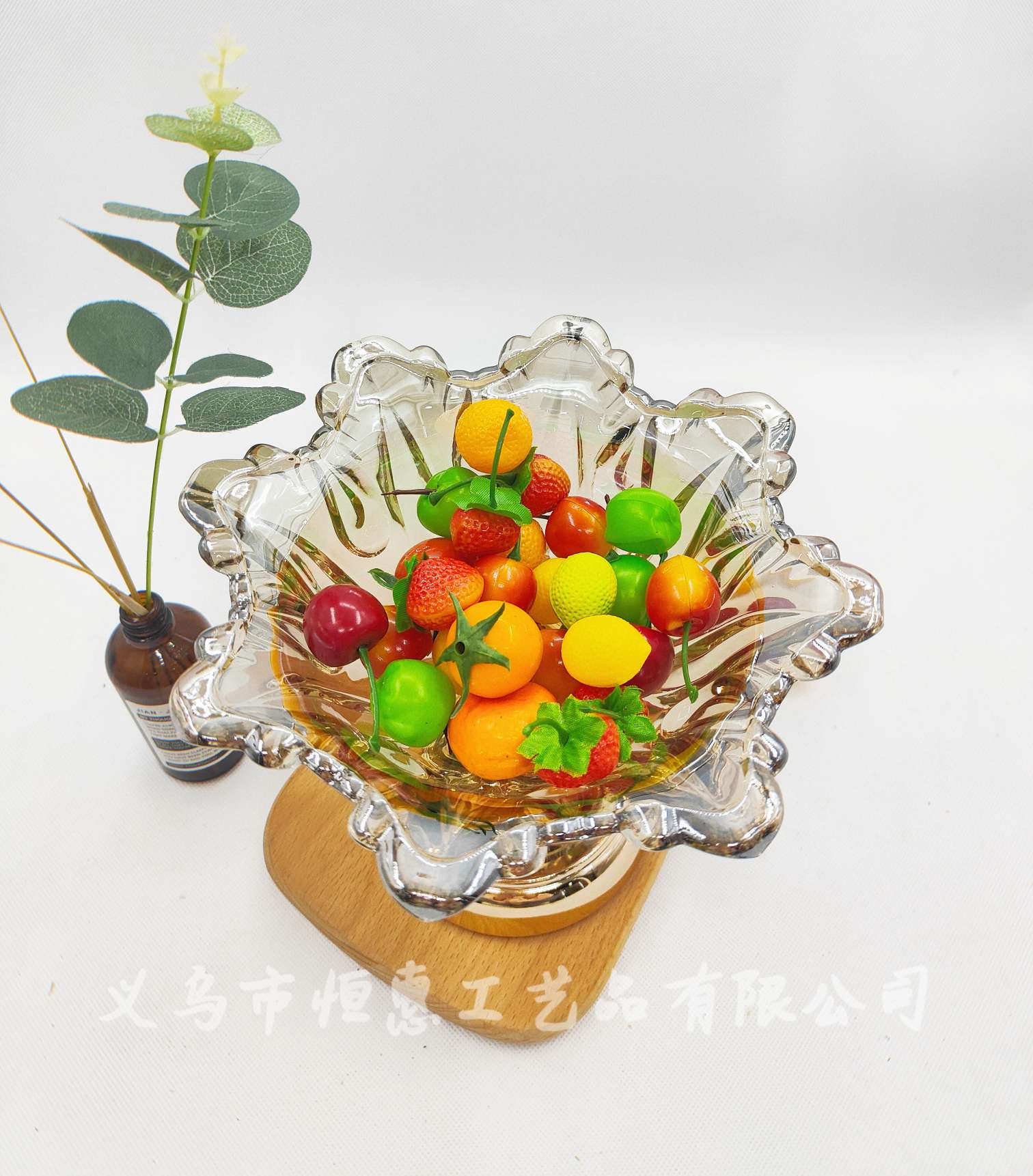 European Light Luxury Glass Fruit Tray Decoration Simple Modern Living Room Table Soft Decoration Home Accessories Dry Fruit Tray Specification drawing