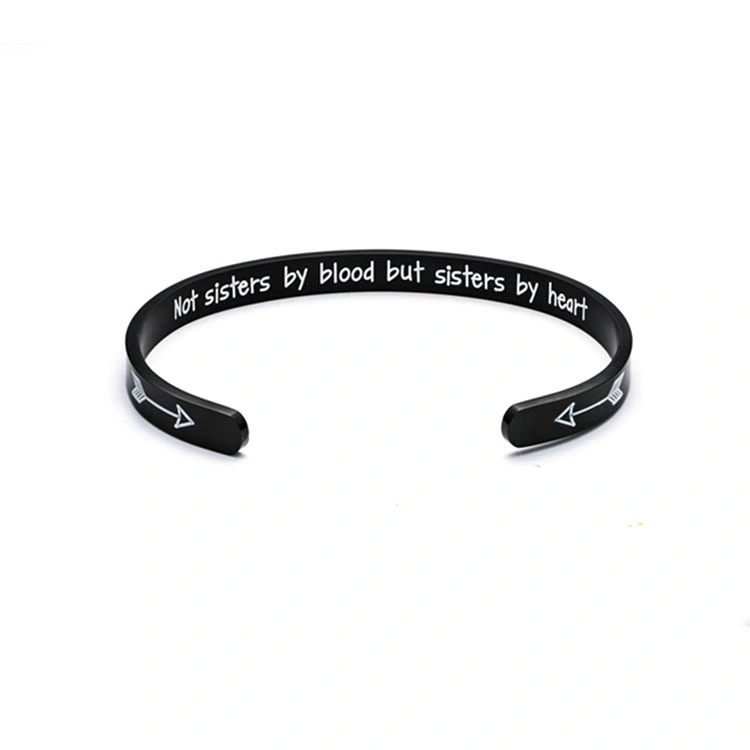 Trendy brand bracelet, stainless steel bracelet, C-shaped inspirational engraved, creative and funny bracelet, smooth plate bracelet detail image 3