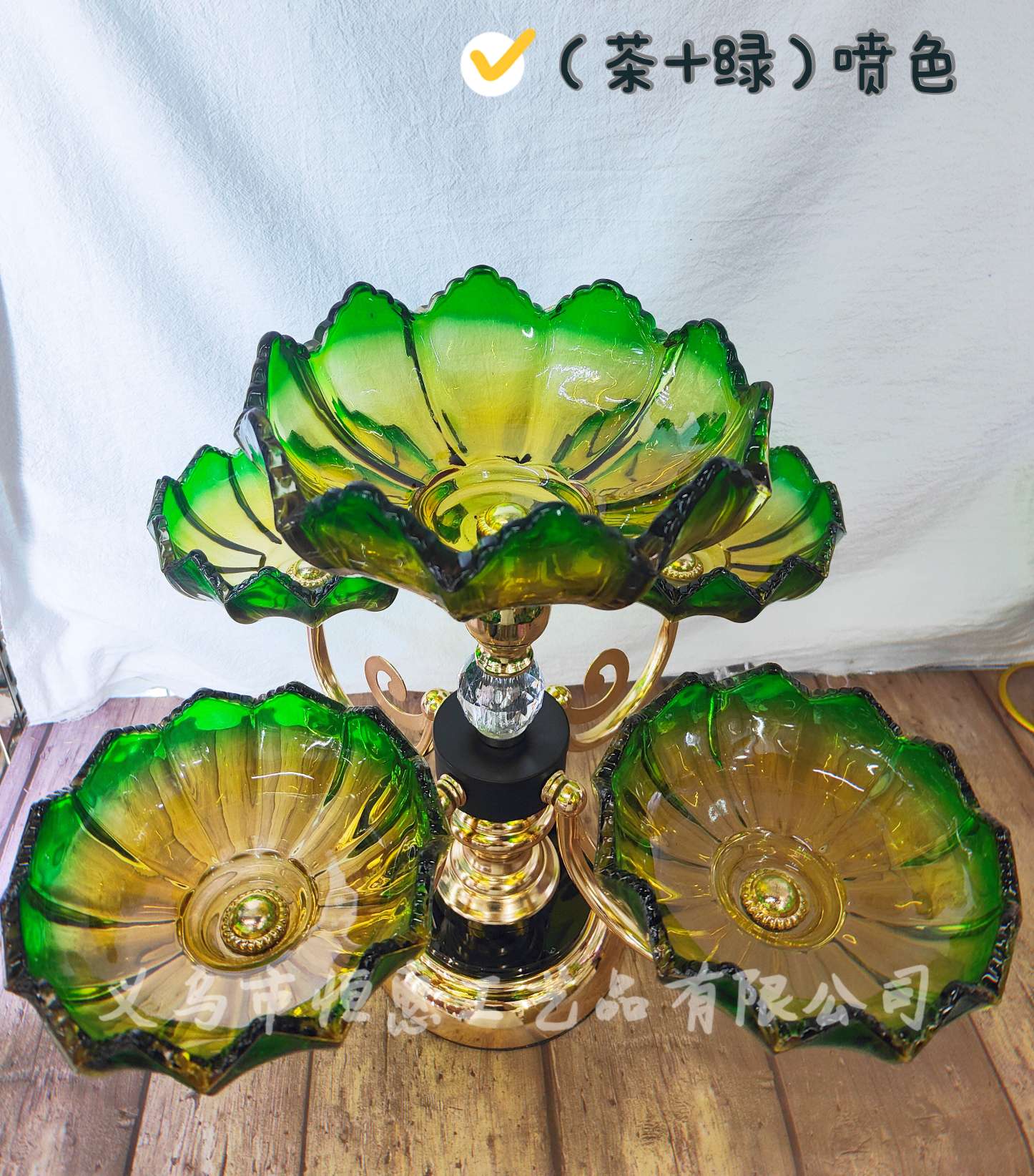 轻奢分层多格果盘时尚创意家居软装样板间客厅干果盘摆件 绿色