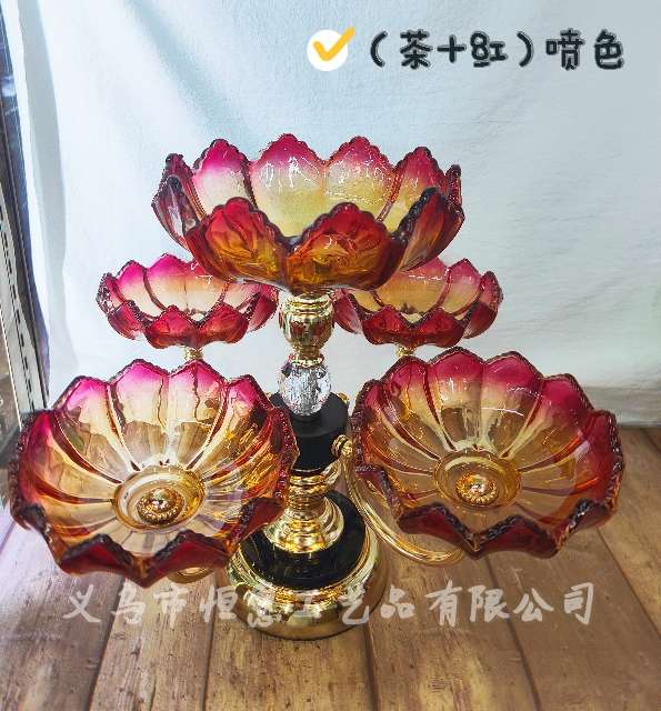 Nordic crystal glass fruit, a popular home living room coffee table with a creative and light luxury feel, multi-layered high-legged fruit and candy plates Specification image