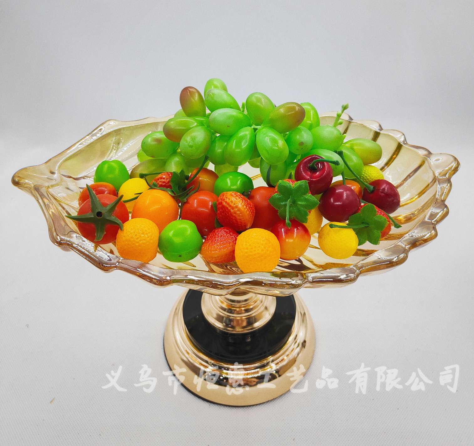 Hotel KTV glass feather fruit box, colorful fruit plate, European-style home decoration, fruit plate, dazzling snack plate details Picture
