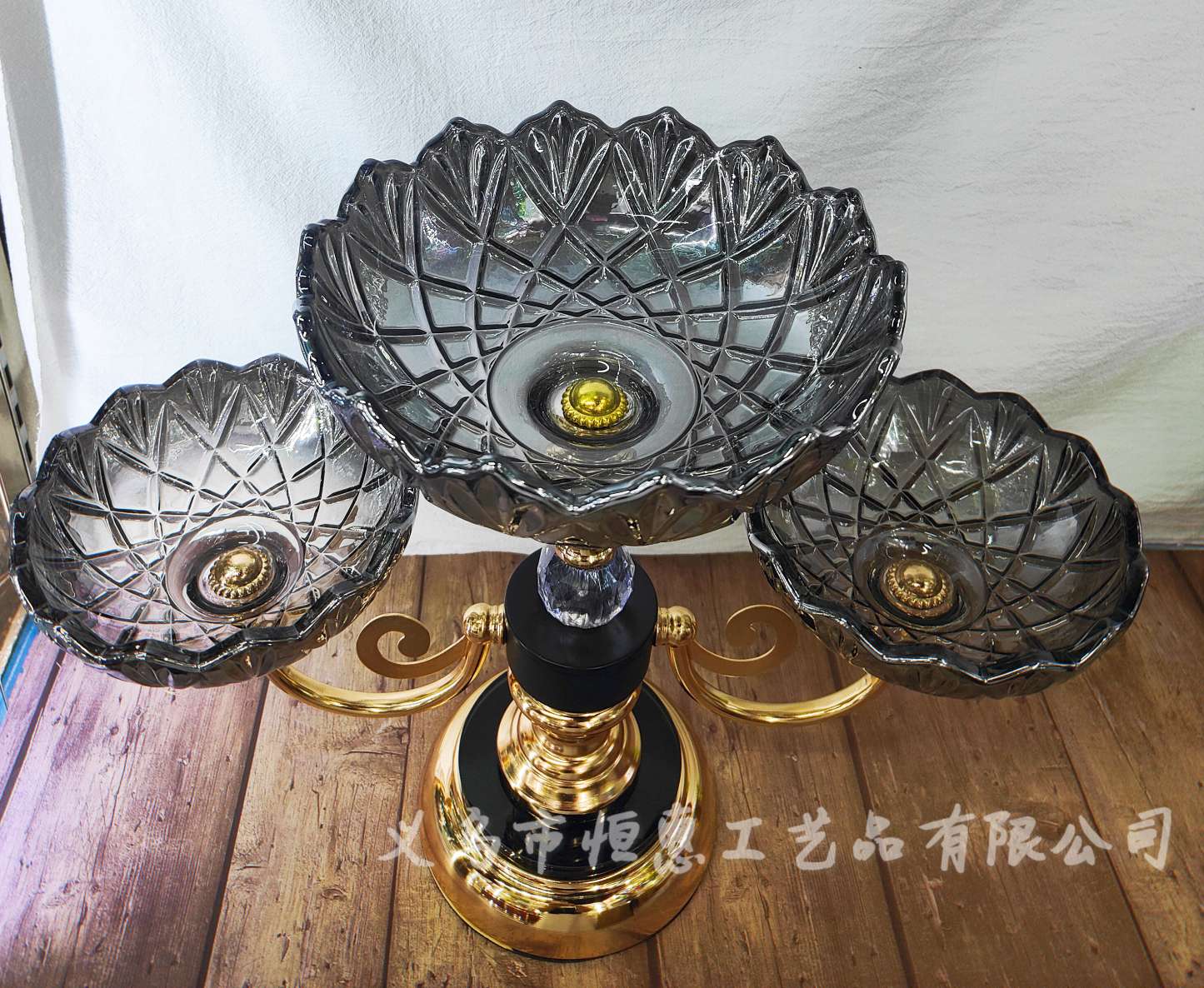 轻奢分层多格果盘时尚创意家居软装样板间客厅干果盘摆件 黑色