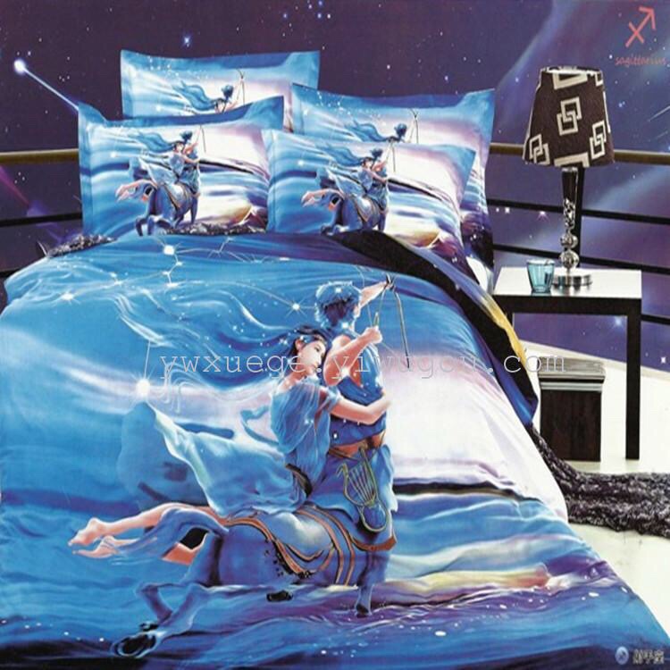 Snow pigeon home textile cotton four-piece set 3D active printing foreign trade twelve constellation series Fashion and elegant factory direct sales practical wash - Aries