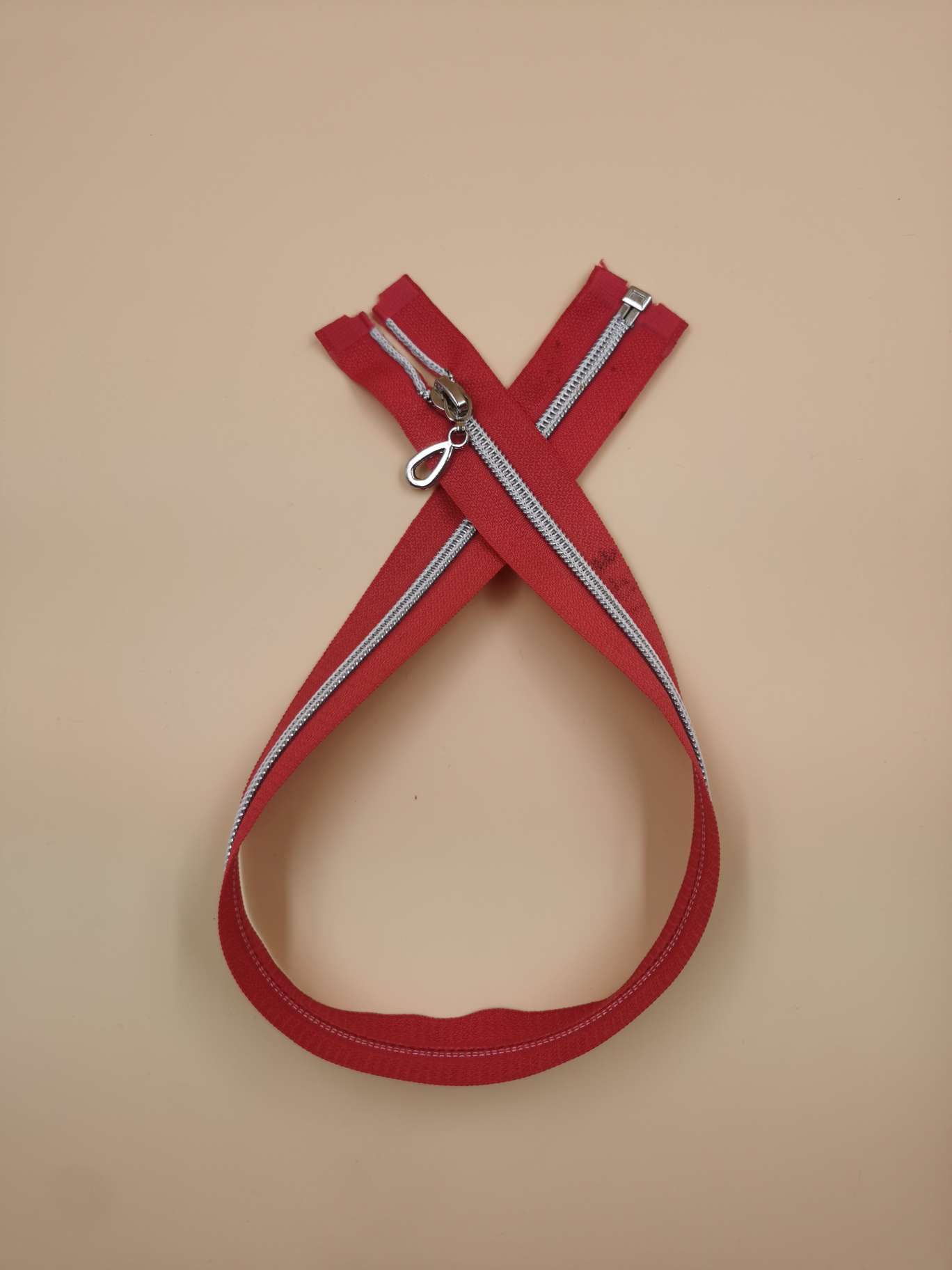 5号尼龙银齿拉链 挂镀封釉水滴头 45cm 大红详情图3