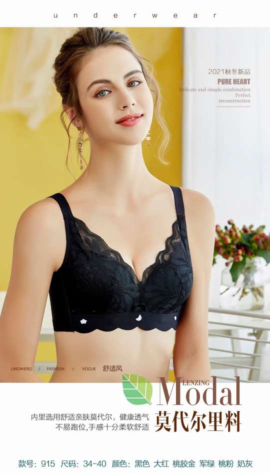 2021 New Exquisite Lace Bra Sexy Light Luxury Comfortable Retraction Pair Milk Gathering Modal Cotton Inner Cup Skin Friendly Breathable Underwear
Specification drawing