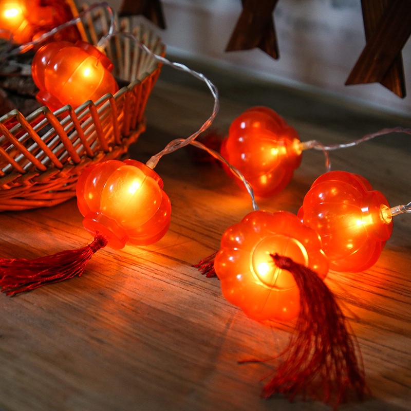 6cm red lantern string lights Flashing lights led lights string festive Spring Festival Lantern Festival decorative lights for Chinese New Year decoration 2 meters 10 light battery box